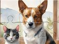 თამაში Jigsaw Puzzle: ზეთის ხატვა ძაღლი და კატა  ონლაინ