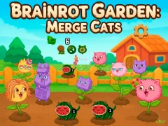 თამაში Brainrot Garden. Merge Cats ონლაინ