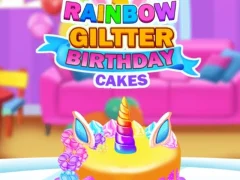 თამაში Rainbow Glitter Birthday Cakes ონლაინ