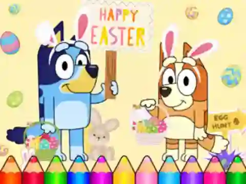 თამაში Coloring Book: Bluey Happy Easter ონლაინ