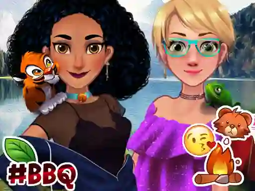 თამაში Jasmine & Rapunzel on Camping ონლაინ