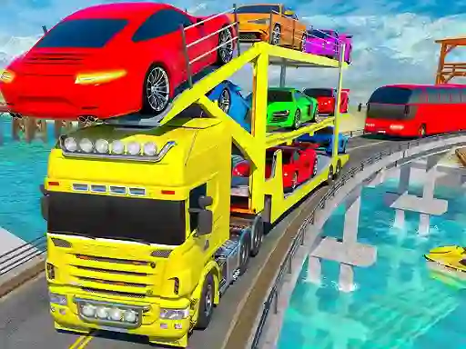 თამაში Crazy Mega Car Transport Truck Game ონლაინ