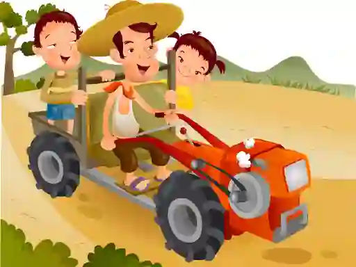 თამაში Cartoon Tractor Puzzle ონლაინ