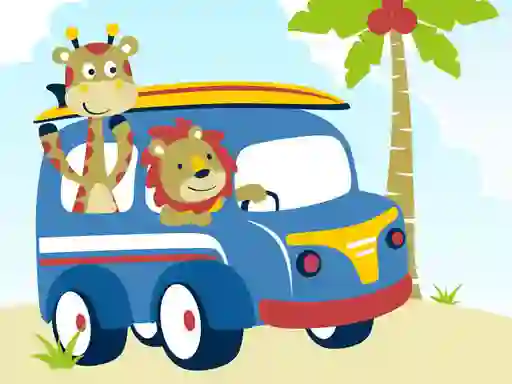 თამაში Cute animals with cars difference ონლაინ