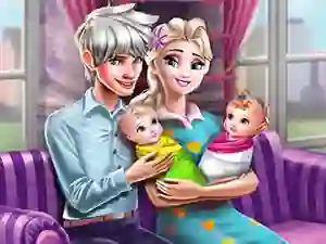 თამაში Ice Queen Twins Family Day ონლაინ