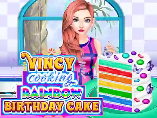 თამაში Vincy Cooking Rainbow Birthday Cake ონლაინ