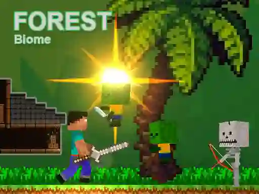 თამაში Noob vs Zombies - Forest biome ონლაინ