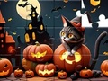 თამაში Jigsaw Puzzle: ჰელოუინის კატა  ონლაინ