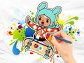 თამაში საღებარი წიგნი: Toca Boca Skateboard  ონლაინ