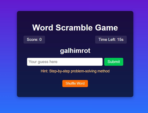 თამაში Word Scramble თამაშის გამოწვევა  ონლაინ