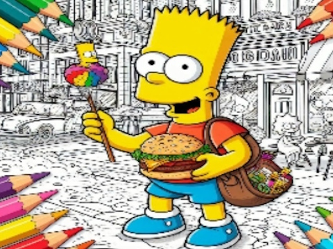 თამაში სკოლაში დაბრუნება Simpsons საღებარი წიგნი  ონლაინ