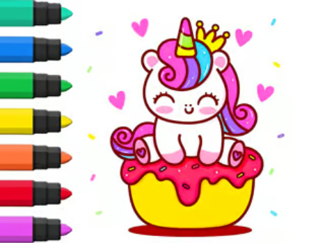 თამაში საღებარი წიგნი: Unicorn Cupcake  ონლაინ